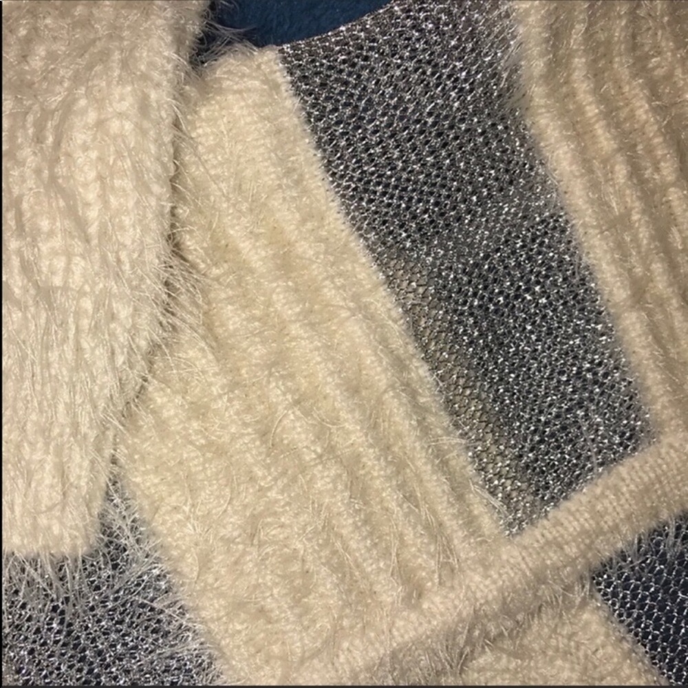 Elaine Off at 5: Furry Silver Mesh Sweater Blazer - Picture 5 of 8